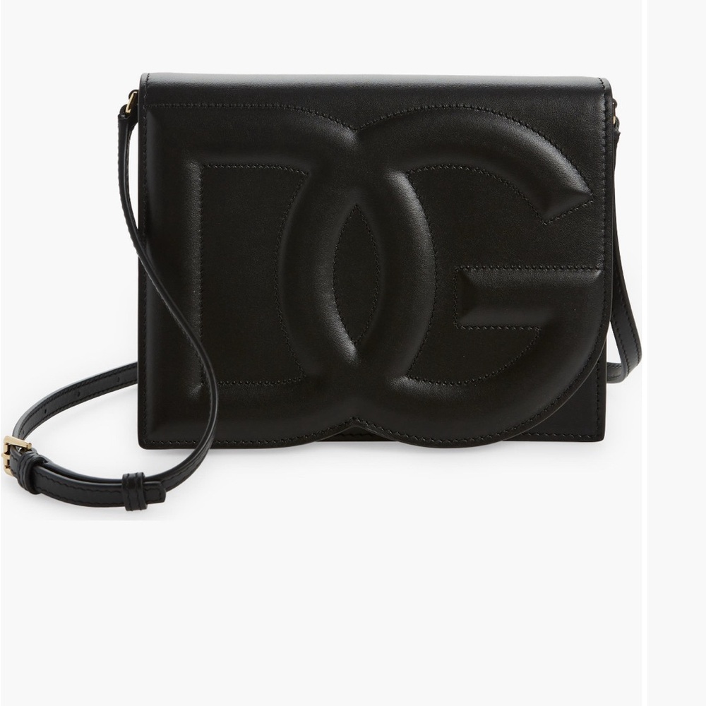 Dolce & Gabbana Black Crossbody Bag with Embossed Logo